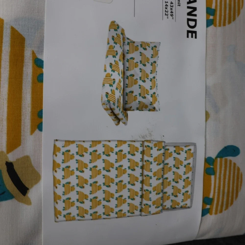 IKEA Rorande Crib Duvet Cover Pillowcase Set Boys White Turtles Cotton Print New
